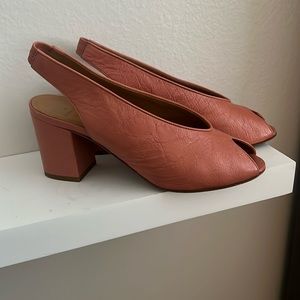 Sezane block heel mauve Italian leather shoes